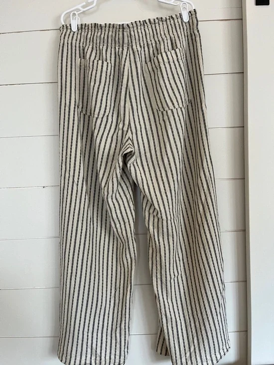 American Eagle Outfitters Cream and Black Striped Wide Leg Pants - Picture 2 of 7